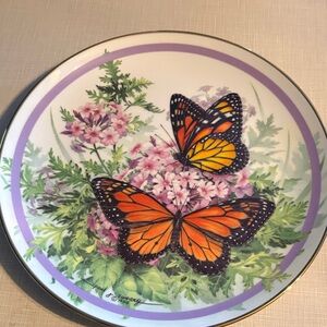 Monarch Floral Plate with Orange Butterflies. Plate number 4621.